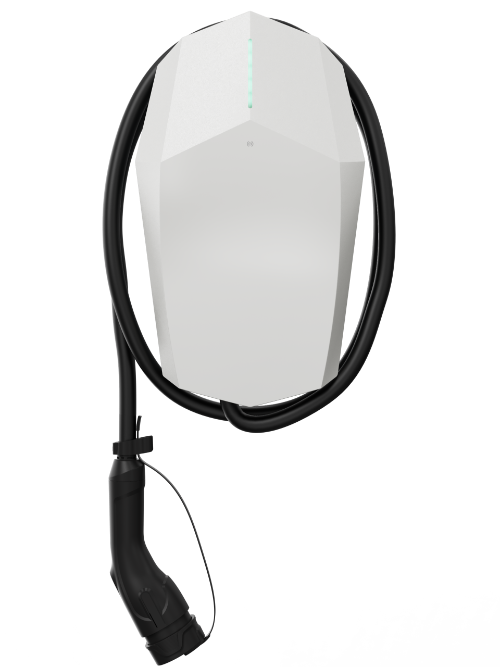 Minimalistic product photo of the Volt Time Source 2S charging station in a white finish.